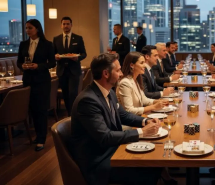 Contemporary corporate dining space at TheFeltKitchen set for a business dinner in Sydney