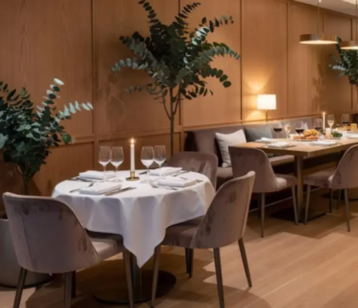 Ambient interior photography showcasing TheFeltKitchen dining room and poker tables